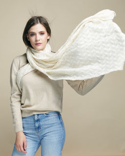 Палантин из кашемира 15007b кремовый