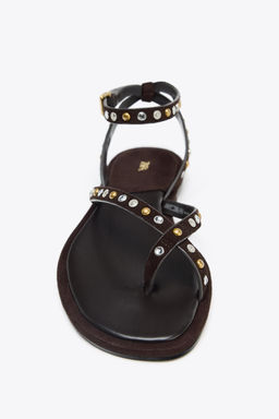 BEADED LEATHER SANDALS - Zara фото 9