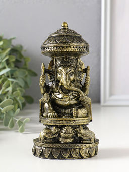 Сувенир полистоун "Ганеша с крысами" бронза 5,3х8х15,5 см