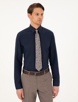 Lacivert Regular Fit Uzun Kollu Basic G_mlek