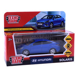 Машина металл Hyundai Solaris, 12 см, (двери, багажн, синий)инерц, в коробке