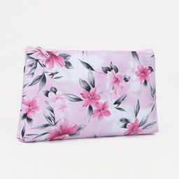 Цена за 3 шт. Косметичка - пенал на молнии, плоская, с рисунком, розовая