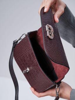 Сумка кожаная кросс-боди Deboro 30879 пурпурный