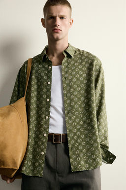 CAMISA FLUIDA ESTAMPADO FLORAL / Verde medio - Zara фото 5