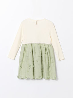 Bisiklet Yaka Penye K?z ?ocuk Elbise