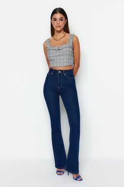 More Sustainable Lacivert Yuksek Bel Comfort/Esnek Flare Jeans TWOSS23JE00063