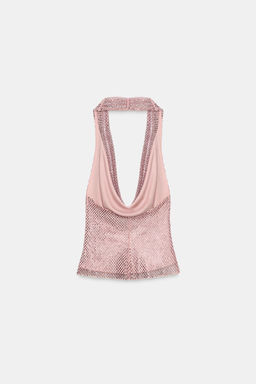 RED HALTER TOP WITH SHIMMER DETAIL - Zara фото 6