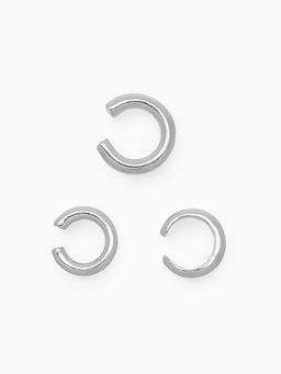 Серьги каффы Трио, набор 3 шт. цвет серебро