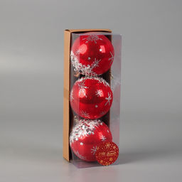 Ёлочные игрушки Шейн, шары новогодние, d=8 см, набор 3 шт., красный - Зимнее волшебство фото 2