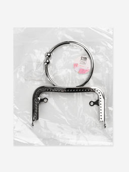 Фермуар пришивной, 12.5×7.5 см, с ручкой d=7.5×9 см, цвет серебряный