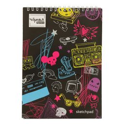 Аква-колор Изостудия IBBS-A5 Альбом для рисования (скетчпад) с черной бумагой 120 г/м2 A5 14 х 20 см на спирали 20 л. 02