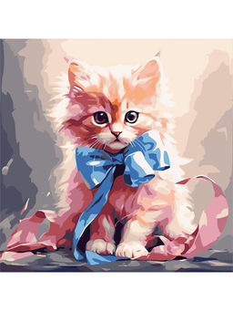 Картина по № на холсте "Малыши. Пушистый подарок" 30*30см (Х-6335)