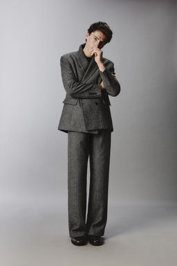HERRINGBONE TEXTURED SUIT TROUSERS WITH WOOL - Zara фото 20