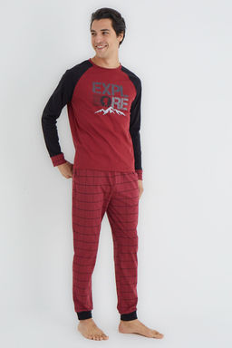 TRENDYOL MAN Bordo Ekose Regular Fit Orme Pijama Tak?m? TMNAW25PT00066 - Trendyolmilla фото 2