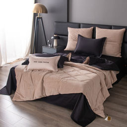 Комплект постельного белья на резинке Сатин Velvet Premium с Одеялом VPR009 180*200*25;160*200*25;140*200*25 Евро 4 Наволочки