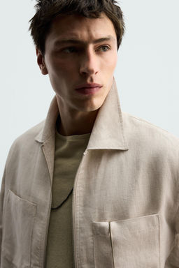 SOBRECAMISA 100% LINO CREMALLERA / Beige claro - Zara фото 6