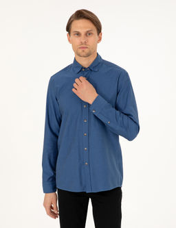 Рубашка Pierre Cardin Slim Fit дл рукав индиго
