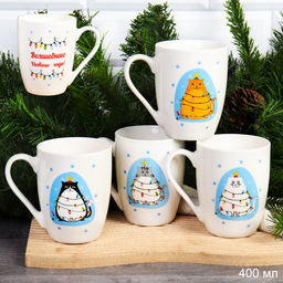Подарочный набор Кружка 400 мл+ носки / CAT-517-mix /уп 72/ кружка новогодняя/ в подарочной упаковке