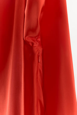 SATIN DRESS WITH BATWING SLEEVES AND SCARF