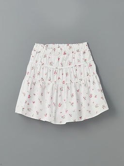 Beli Lastikli ?i?ekli K?z ?ocuk Etek