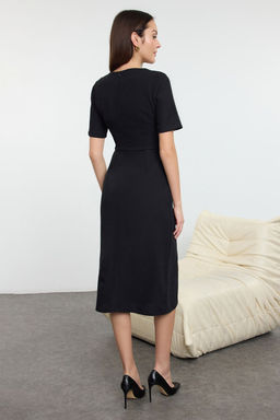 TRENDYOLMILLA Ekru Kusakl? A Kesim Tuvit Midi Dokuma Elbise TWOAW25EL00238  фото 12