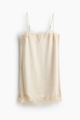Vestido lencero con ribetes de encaje