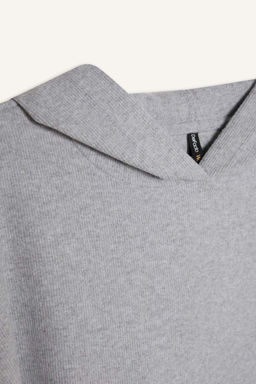 Серый повседневный базовый однотонный свитшот с капюшоном Relax Fit - Defacto фото 2