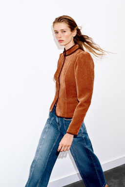 BLAZER VIVOS CONTRASTE / Naranja quemado - Zara фото 4