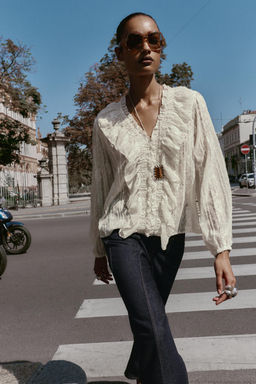 ROMANTIC DOTTED MESH SHIRT - Zara фото 5