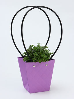 Цена за 10 шт. Сумка для цветов тиснение сиреневая влагостойкая, 12x12-8x8-12.5 см - UPAK LAND фото 4