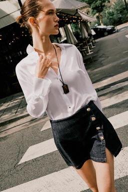 Z1975 DENIM SKORT WITH CROSSOVER BUTTONS - Zara фото 6