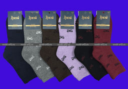 Цена за 12 пар. Зувей носки женские ангора внутри махра Бантики 36-41 (фактически 36-41)