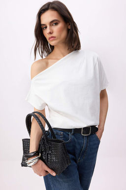 Ekru Regular/Normal Kal?p Kay?k Yaka K?sa Kollu 24/1 penye suprem Orme T-Shirt TWOSS26TS00184 - Trendyolmilla фото 2