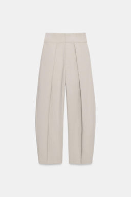 PANTAL?N BALLOON PLIEGUES RAYAS / Gris / Beige - Zara фото 6