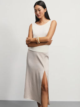 Атласная юбка миди с разрезом / Zarina  фото 2