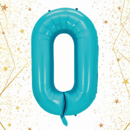 Шар фольгированный 32/81см "Цифра "0" (голубой)