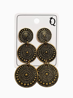 Цена за 2 шт. Клипсы «Три диска», цвет чернёное золото