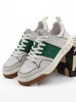 03-H90999-A3 WHITE /GREEN Кроссовки мужские (натуральная кожа)