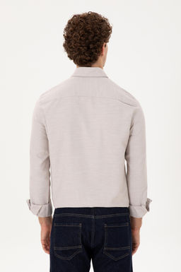 Мужская рубашка песочного цвета с длинным рукавом - U.s. polo assn фото 5