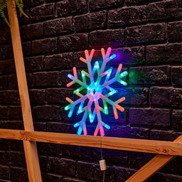 ULD-H4040-048/DTA RGB IP20 SNOWFLAKE Фигура светодиодная Снежинка, 40х40см. Подвесная. 48 светодиодов. RGB свет. Провод прозрачный. TM Uniel - Volpe фото 5