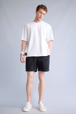 %100 Pamuk Relaxed Fit Bermuda Jean _ort - Defacto фото 2