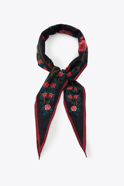 PRINTED BANDANNA WITH SILK EMBROIDERY - Zara фото 3