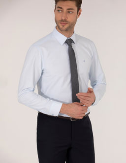 A__k Mavi Slim Fit Uzun Kollu Klasik G_mlek