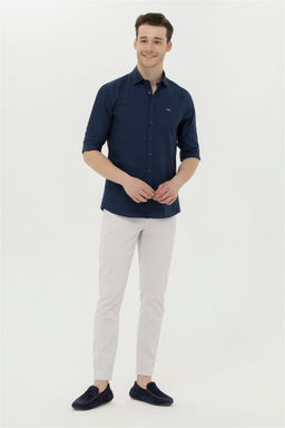 Мужская темно-синяя базовая рубашка с длинным рукавом Неожиданная скидка в корзине - U.s. polo assn фото 4