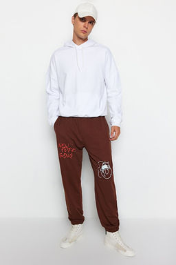 Kahverengi Oversize/Geni_ Kesim Yaz_ Bask_l_ Pa_as_ Lastikli Jogger Bol E_ofman Alt_ TMNSS22EA0119 - Trendyolmilla фото 2