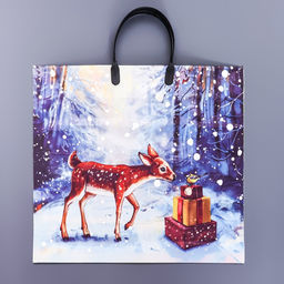 Цена за 10 шт. Пакет подарочный «Новогодняя тропа», полиэтиленовый с пластиковой ручкой, 37×33 см, 90 мкм