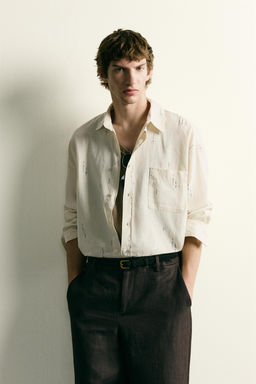 CAMISA RELAXED FIT ALGOD?N - LINO BORDADOS / Crudo - Zara фото 2