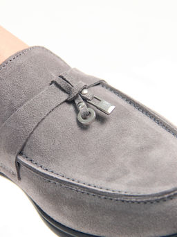 Лоферы туфли 170.2614bl. Серый замок замша