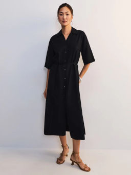 Льняное платье-рубашка с поясом ZR2605012904-50 / Zarina