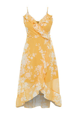 TRENDYOLMILLA Fusya Cicekli Kruvaze Midi Sifon Astarl? Dokuma Elbise TWOSS19EL0375  фото 17